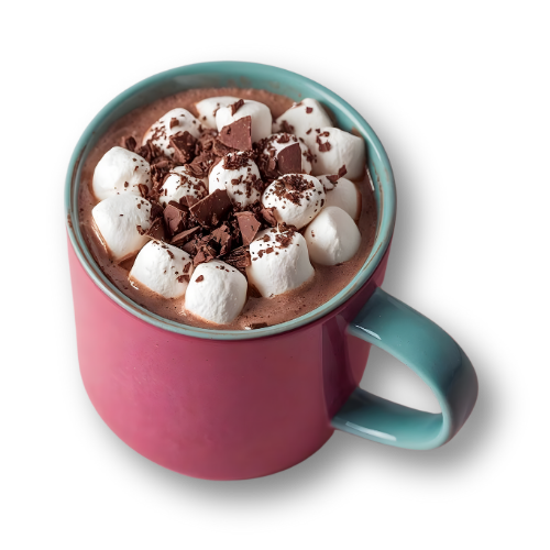 Red cup with hot chocolate